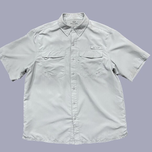 Realtree Fishing Outdoors Vented Light Blue Button Down Shirt Men's Size Large - Picture 1 of 10